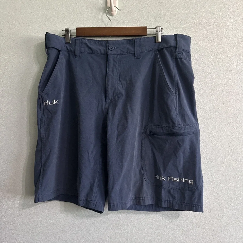 Huk Shorts Mens Size XL Extra Large Blue Chino Performance Outdoor Fishing